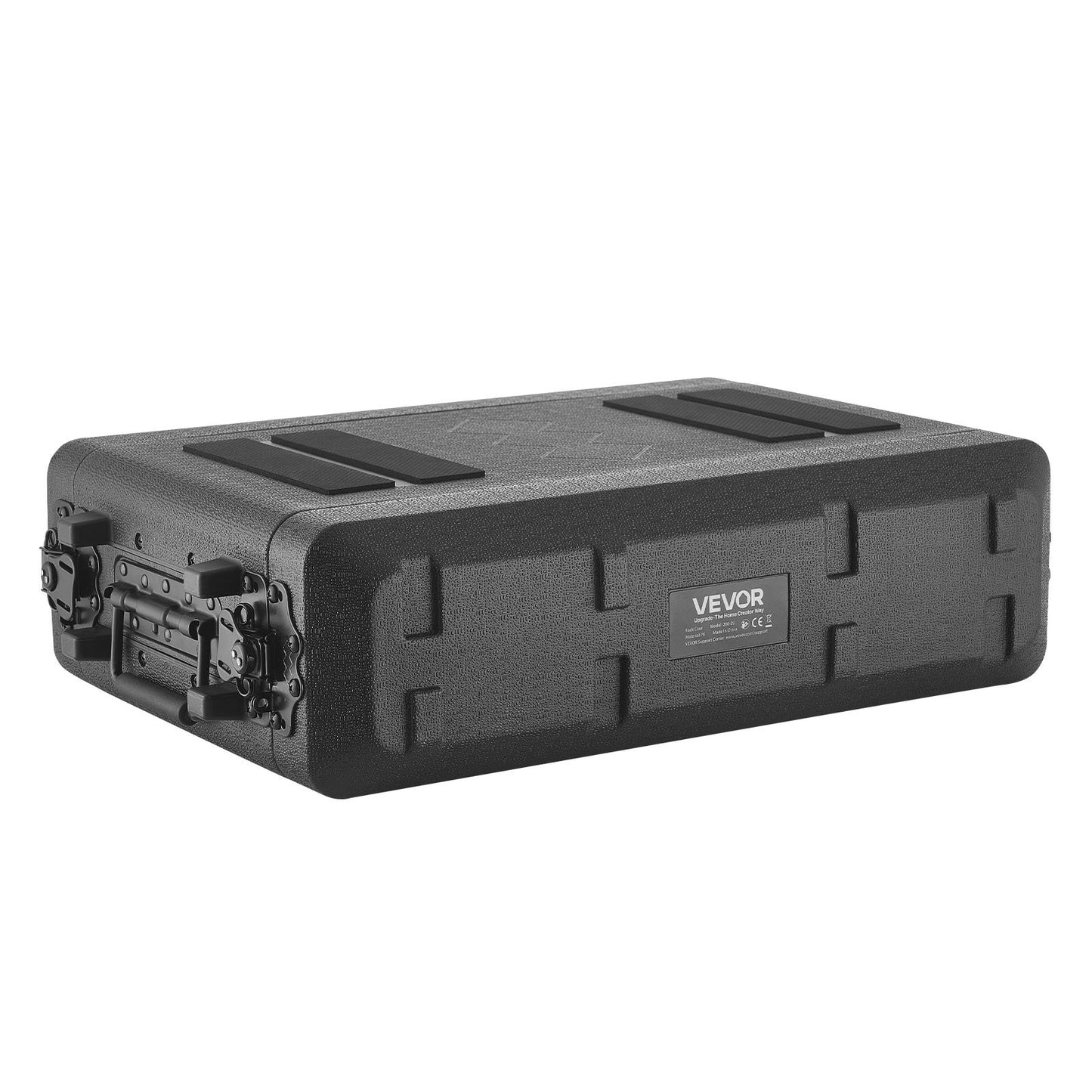 2U Rack Case, 260 mm Depth, Rackmount Flight Case Shallow Rack with Microphone Compartments, Polyethylene Construction, Recessed Twist Latches, Easy Installation, for Amplifier, Audio, DJ Mixer