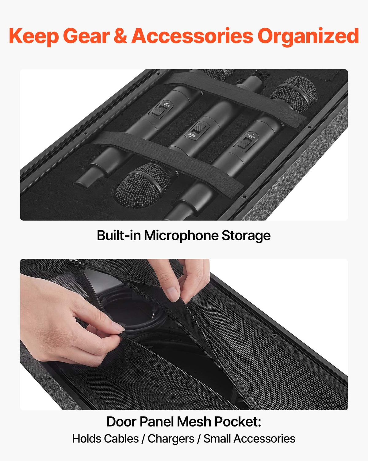 4U Rack Case, 260 mm Depth, Rackmount Flight Case Shallow Rack with Microphone Compartments, Polyethylene Construction, Recessed Twist Latches, Easy Installation, for Amplifier, Audio, DJ Mixer