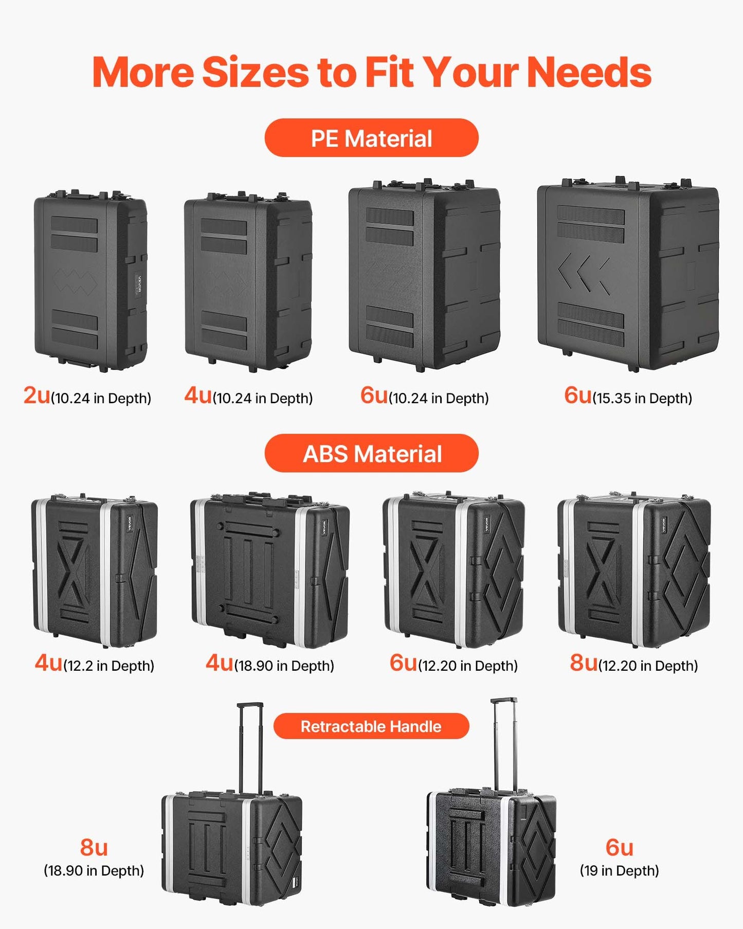 4U Rack Case, 260 mm Depth, Rackmount Flight Case Shallow Rack with Microphone Compartments, Polyethylene Construction, Recessed Twist Latches, Easy Installation, for Amplifier, Audio, DJ Mixer