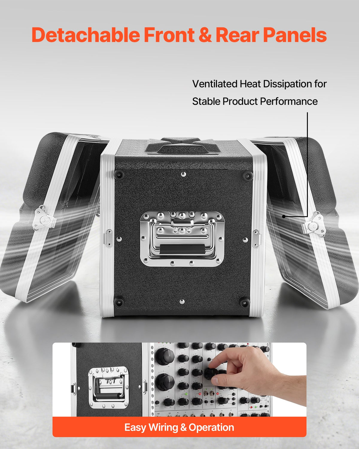 6U Rack Case, 310 mm Depth, Server Rack Cabinet Shallow with ABS Construction, Heavy Duty Recessed Twist Latches, Detachable Front & Back Cover, Easy Installation, for Amplifier, Audio, DJ Mixer