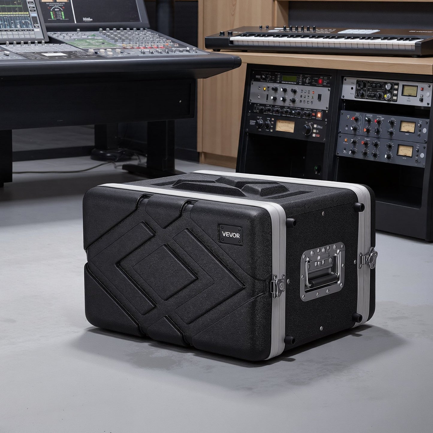 6U Rack Case, 310 mm Depth, Server Rack Cabinet Shallow with ABS Construction, Heavy Duty Recessed Twist Latches, Detachable Front & Back Cover, Easy Installation, for Amplifier, Audio, DJ Mixer