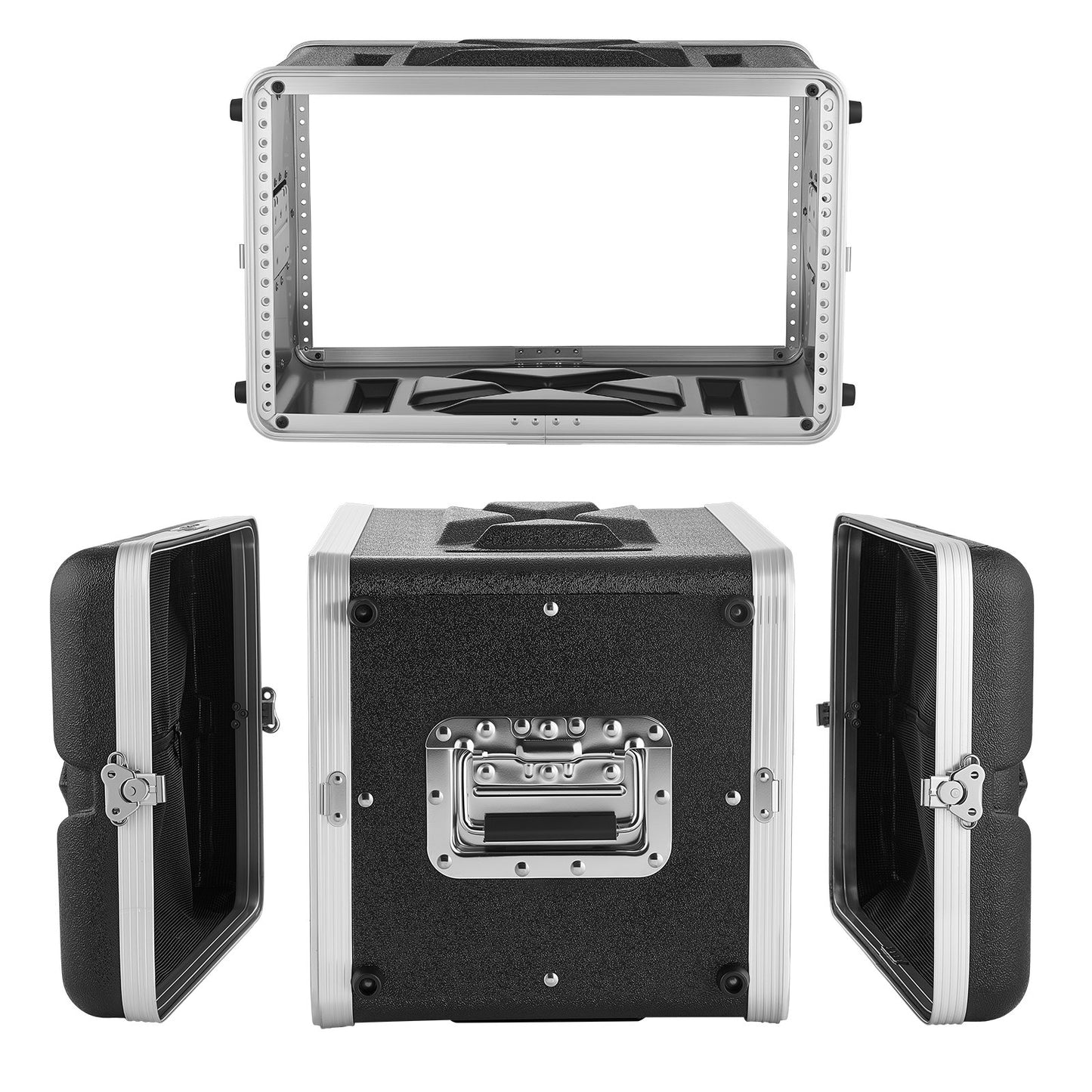 6U Rack Case, 310 mm Depth, Server Rack Cabinet Shallow with ABS Construction, Heavy Duty Recessed Twist Latches, Detachable Front & Back Cover, Easy Installation, for Amplifier, Audio, DJ Mixer