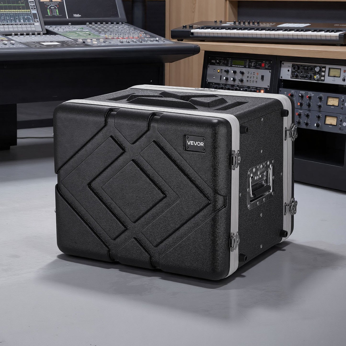 8U Rack Case, 310 mm Depth, Server Rack Cabinet Shallow with ABS Construction, Heavy Duty Recessed Twist Latches, Detachable Front & Back Cover, Easy Installation, for Amplifier, Audio, DJ Mixer