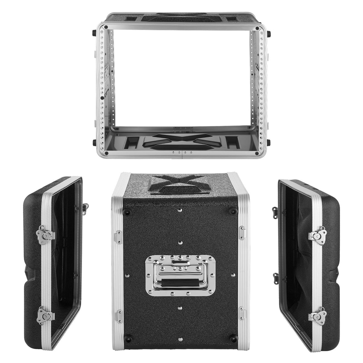 8U Rack Case, 310 mm Depth, Server Rack Cabinet Shallow with ABS Construction, Heavy Duty Recessed Twist Latches, Detachable Front & Back Cover, Easy Installation, for Amplifier, Audio, DJ Mixer