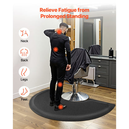 VEVOR Salon Mat for Hair Stylist 1520 x 910 mm Semicircle Salon Mat 13mm Thick