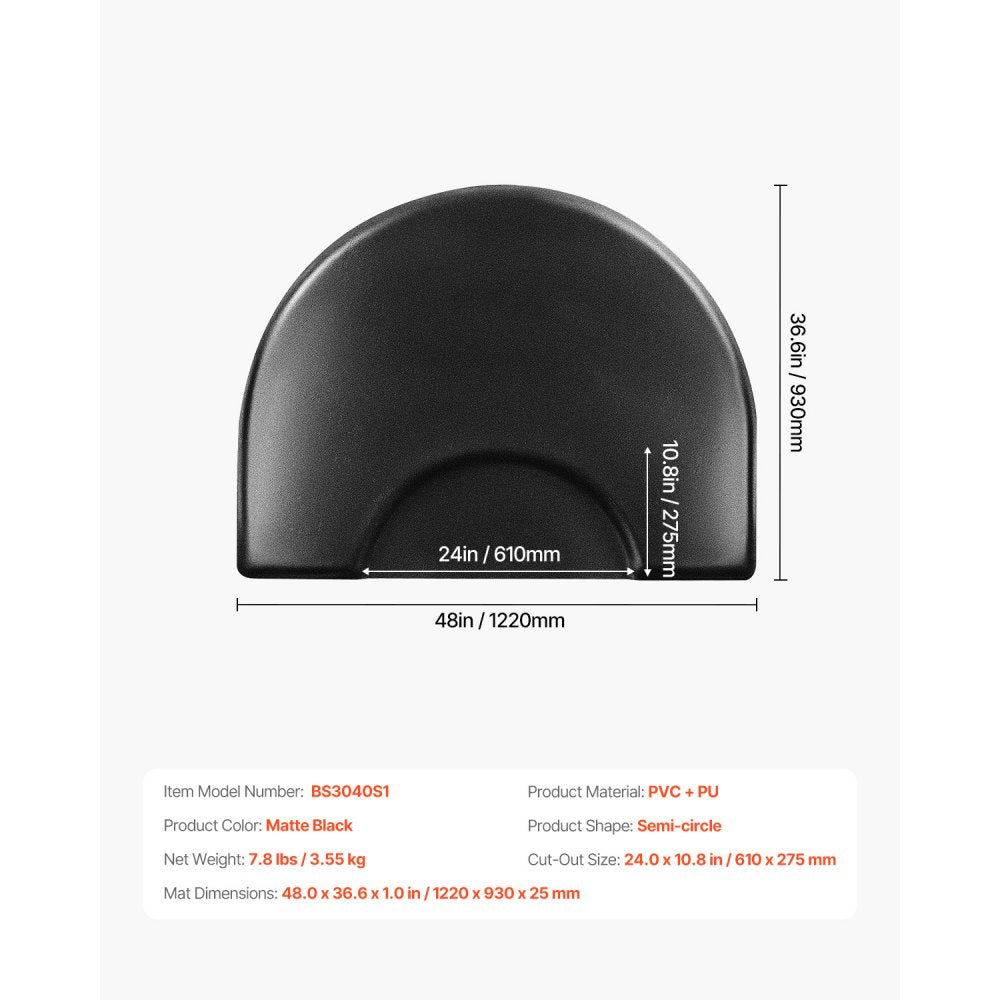 Salon Mat for Hair Stylist 1220 x 930 mm Semicircle Salon Mat 25mm Thick