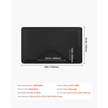 VEVOR Salon Mat for Hair Stylist 1525 x 910 mm Rectangle Salon Mat 13mm Thick