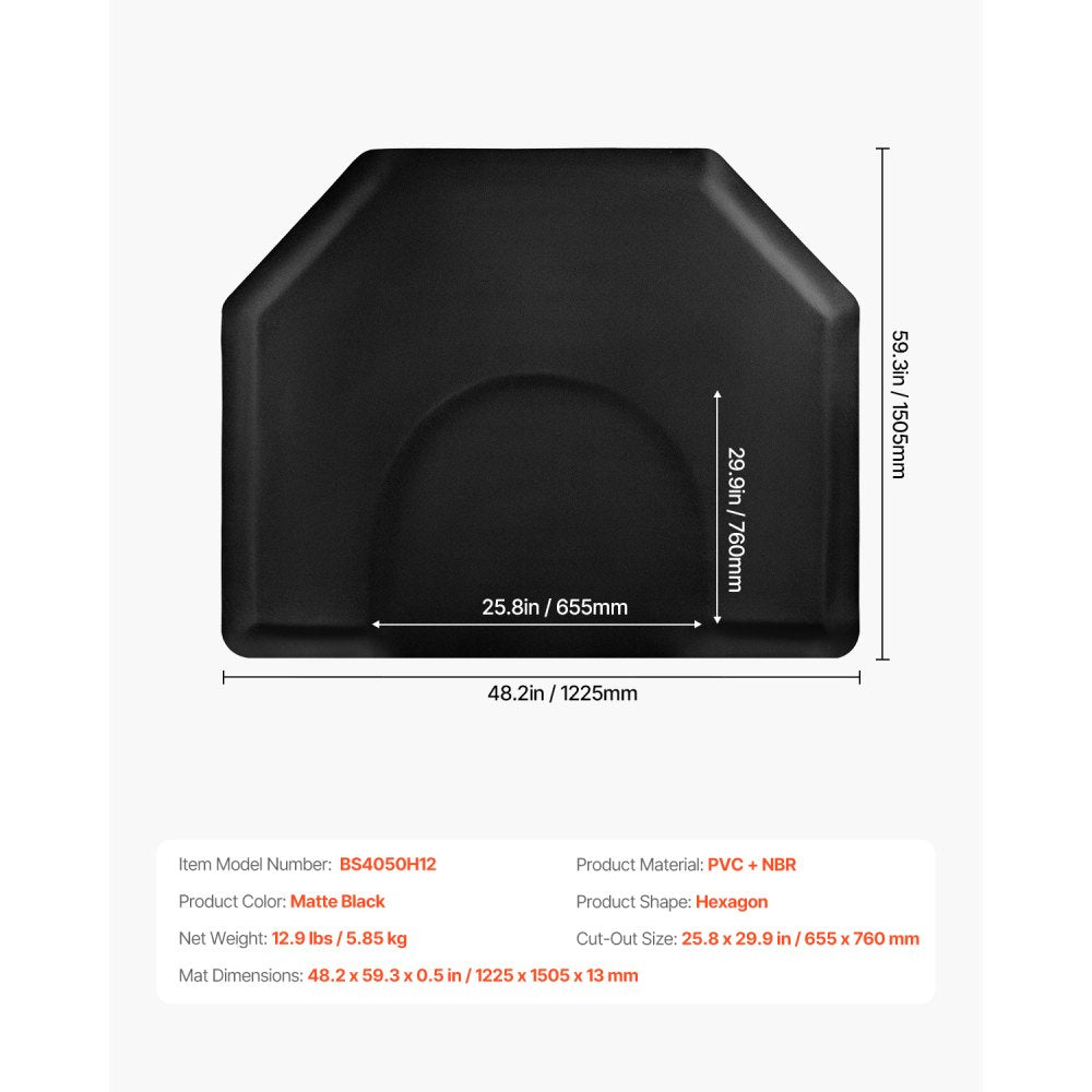 VEVOR Salon Mat for Hair Stylist 1225 x 1505 mm Hexagon Salon Mat 13mm Thick