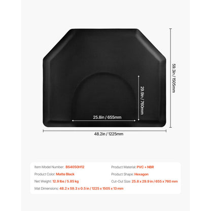 VEVOR Salon Mat for Hair Stylist 1225 x 1505 mm Hexagon Salon Mat 13mm Thick