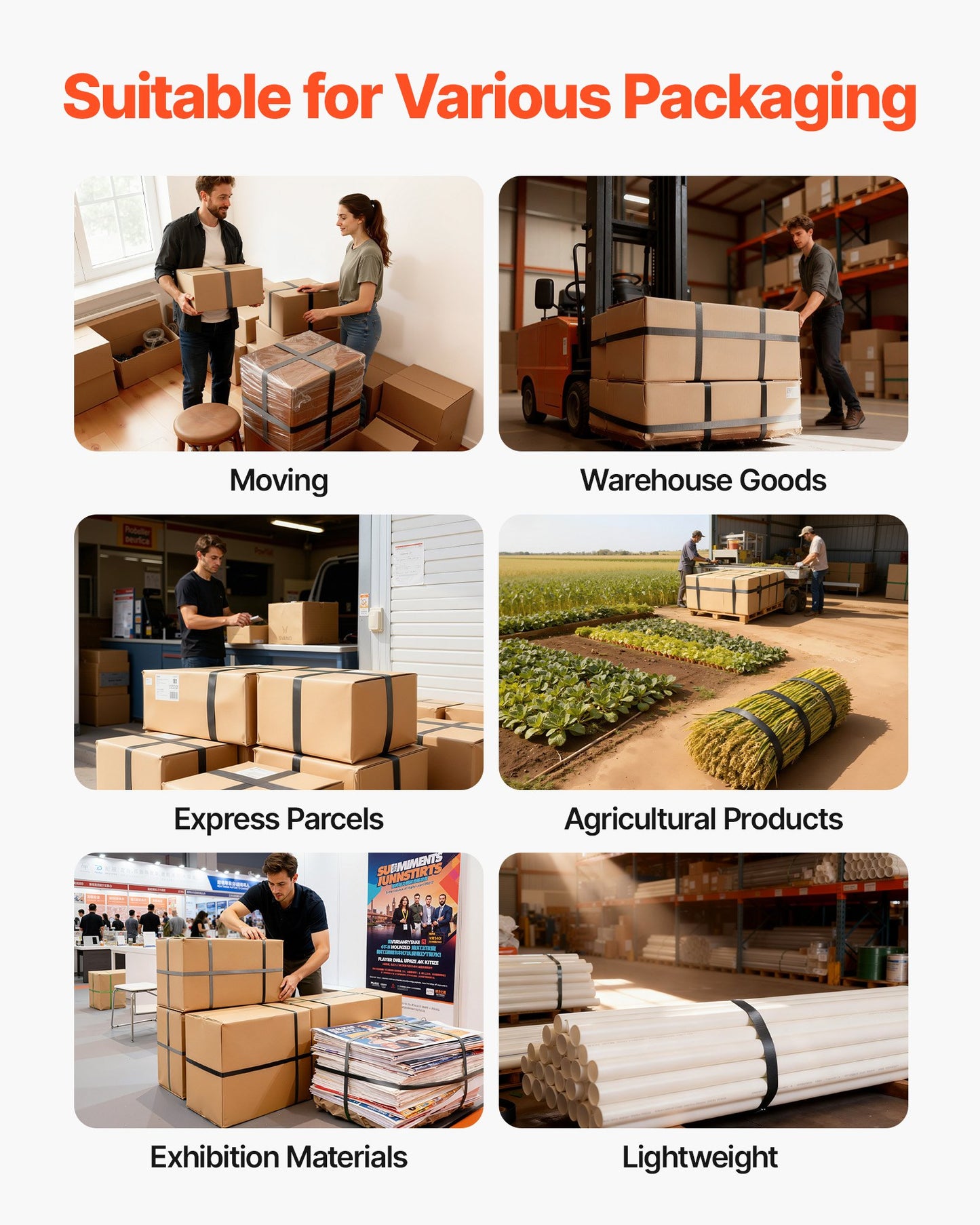 Banding Strapping Kit, Heavy Duty Banding Sealer Tool with 610 m PET Band, 600 Metal Seals, 200 Corner Protectors, Plastic Pallet Packaging Strapping Kit for Warehouse, Transportation, Home