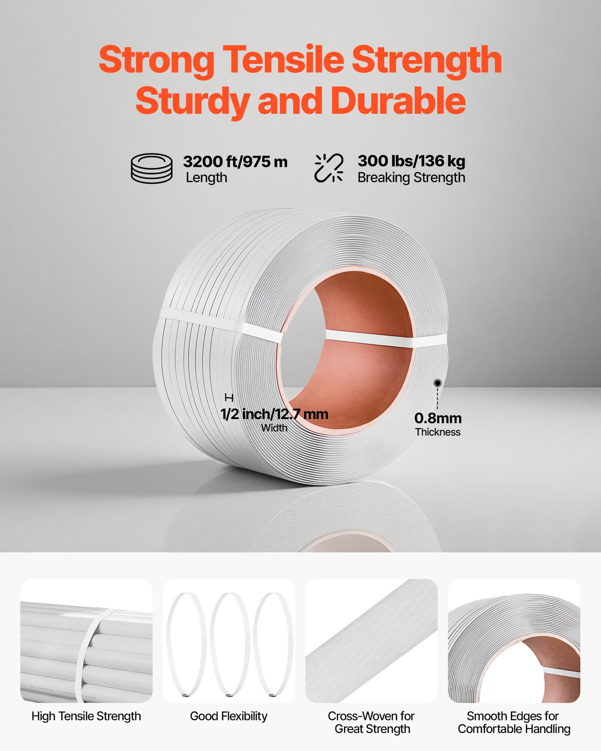 Banding Strapping Kit, Heavy Duty Banding Sealer Tool with 975 m Length PP Band, 1000 Metal Seals, 50 Corner Protectors, Plastic Pallet Packaging Strapping Kit for Warehouse/Shipping/Moving