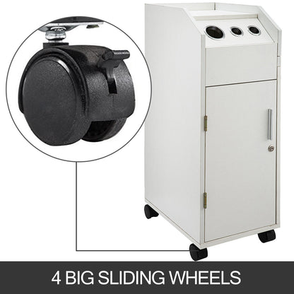White Salon Hairdressing Cart with 4 Drawers and Lockable Wheels, 86cm Tall
