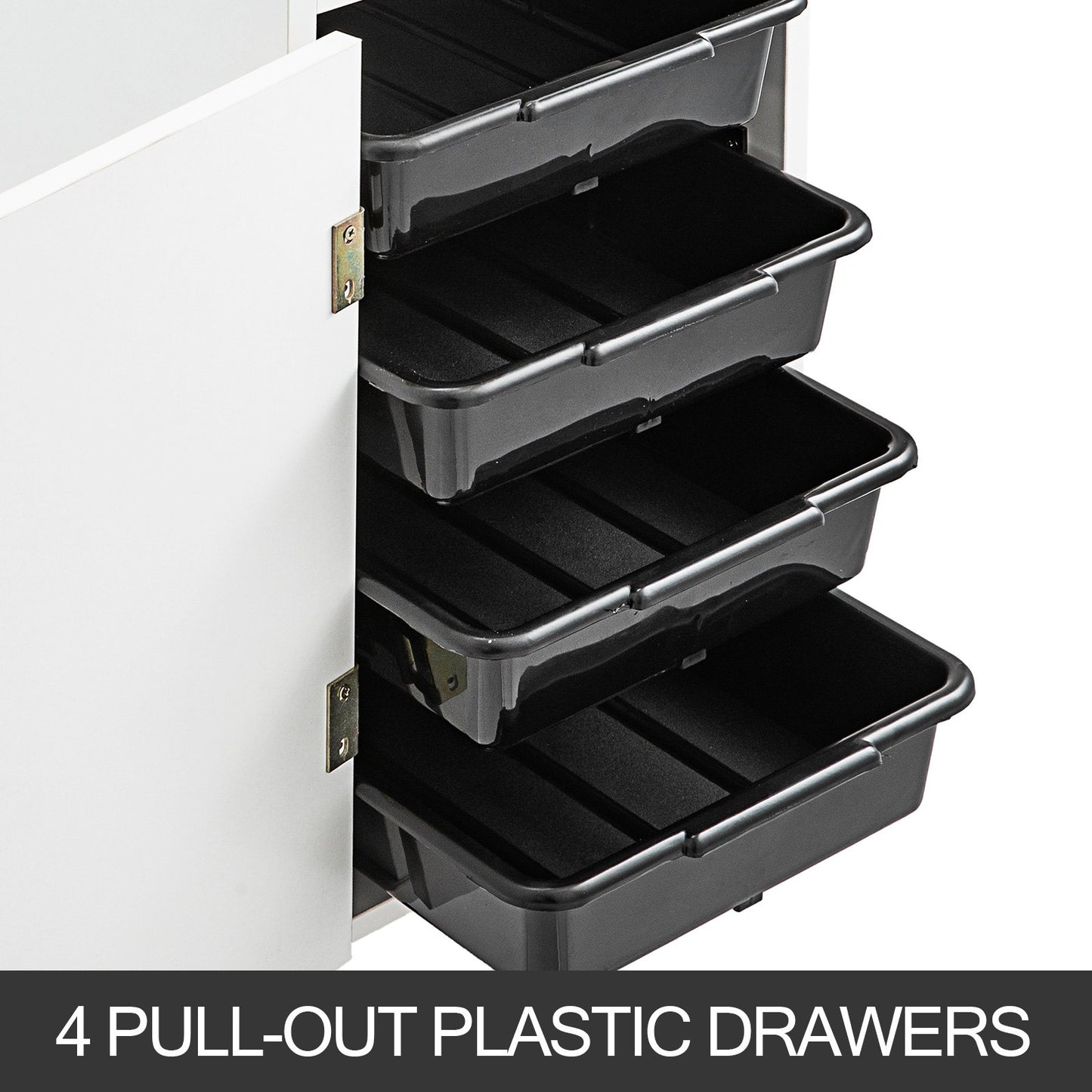 VEVOR Salon SPA Beauty Hairdressing Cart White Storage Trolley with 4 Drawers Rolling