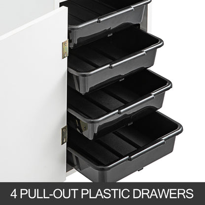 VEVOR Salon SPA Beauty Hairdressing Cart White Storage Trolley with 4 Drawers Rolling
