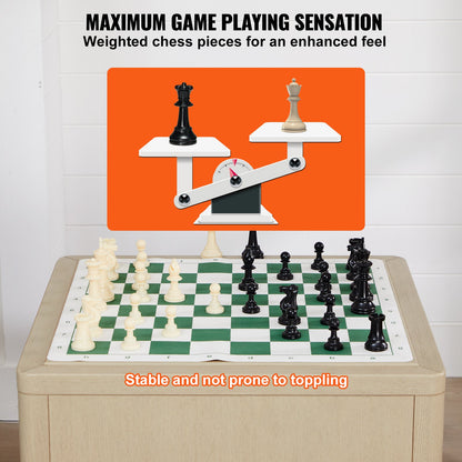 VEVOR Tournament Chess Set, Roll-Up Beginner Chess Board, Foldable Silicone Chess