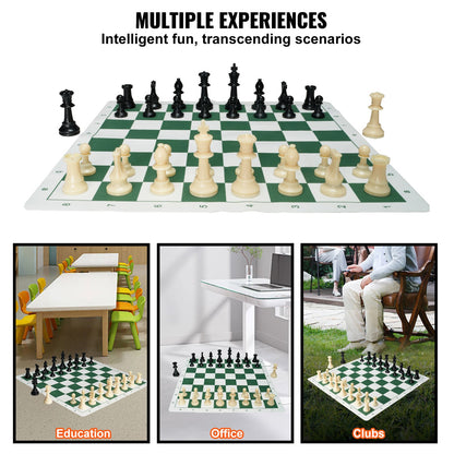 VEVOR Tournament Chess Set, Roll-Up Beginner Chess Board, Foldable Silicone Chess