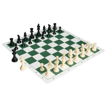 Portable Silicone Chess Set with Weighted Pieces & Storage Bag, 0.5m Board