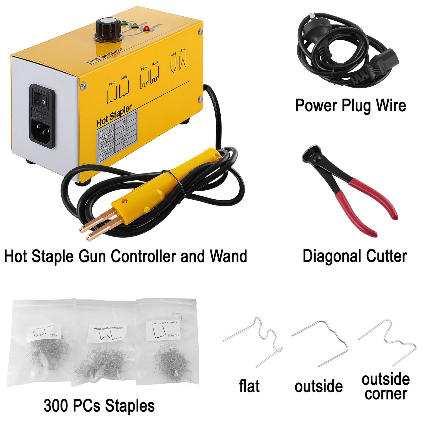 Vevor Hot Stapler Auto Car Bumper Plastic Fairing Welder Gun Repair Kit + 300 Staples