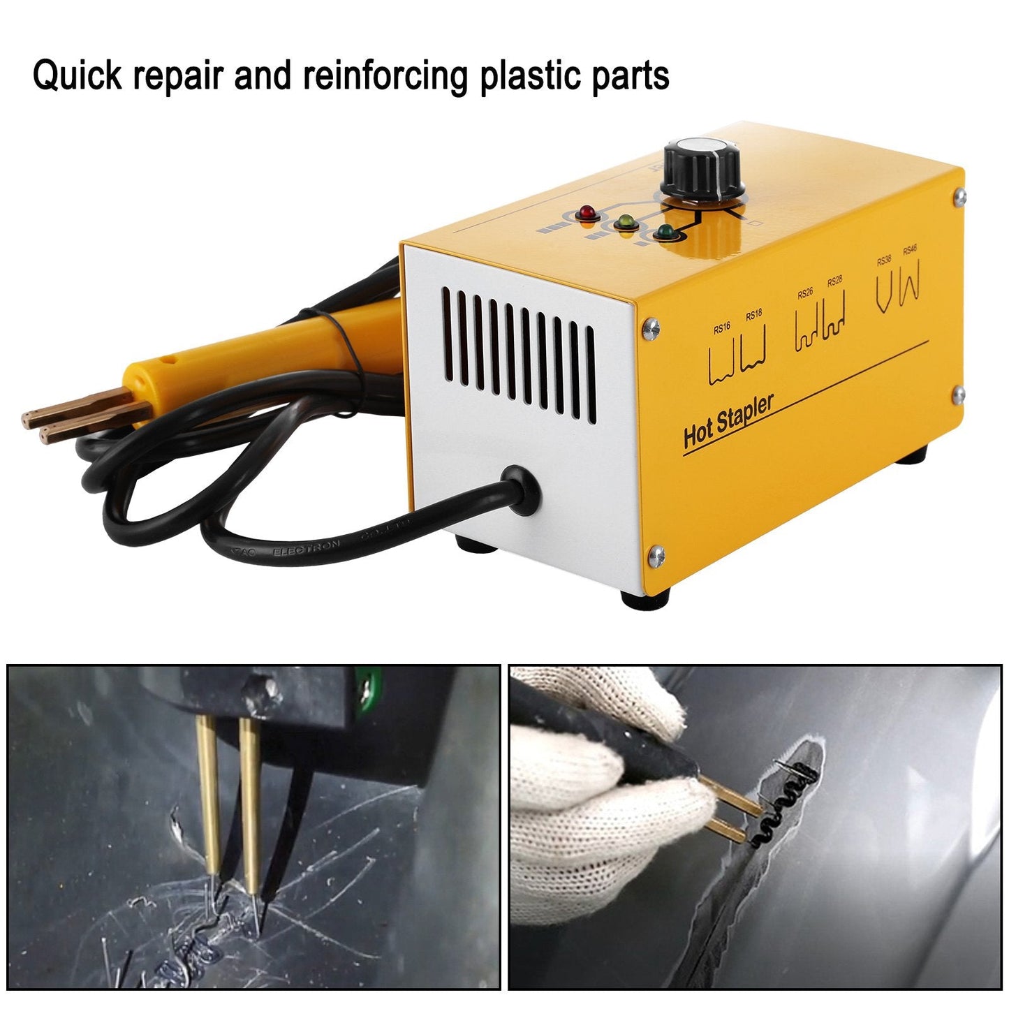 Auto Car Bumper Plastic Welder Kit with 300 Staples and Adjustable Heat Settings
