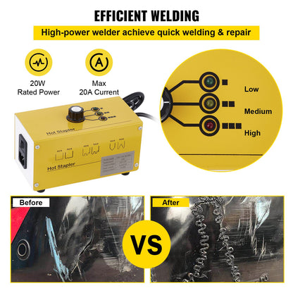 Vevor Hot Stapler Plastic Welder Tool Car Damaged Bumper Repair Kit with 600Pcs