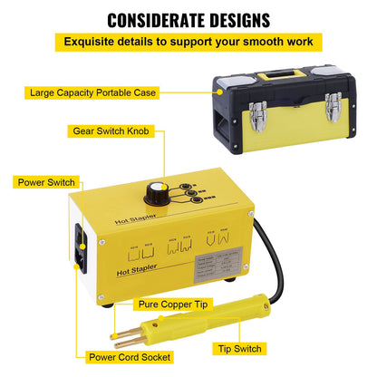 Plastic Welder & Bumper Repair Kit with 600 Staples - 20W Adjustable Heat Power