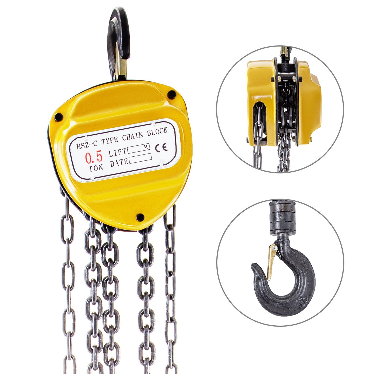 VEVOR Chain Hoist 1100lbs/0.5ton, Chain Block Hoist Manual Chain Hoist 20ft/6m Block