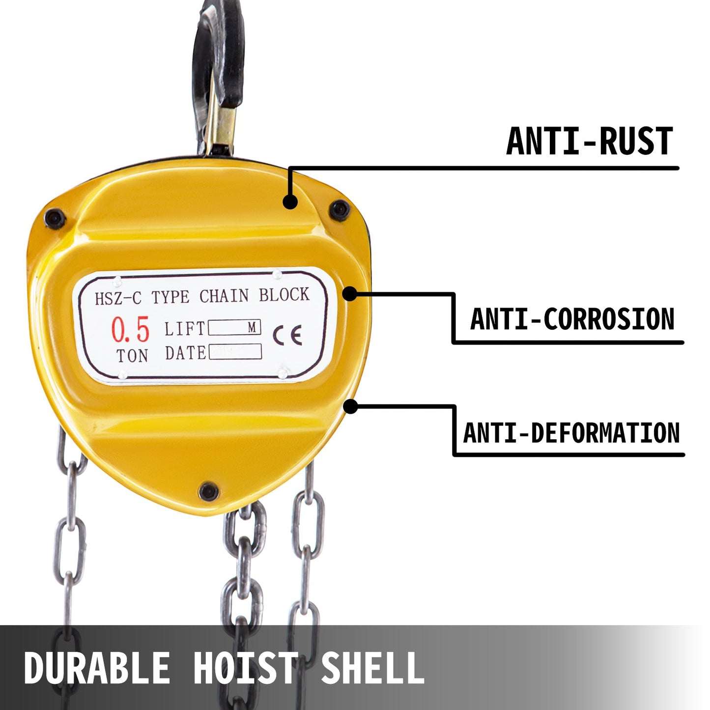 VEVOR Chain Hoist 1100lbs/0.5ton, Chain Block Hoist Manual Chain Hoist 20ft/6m Block