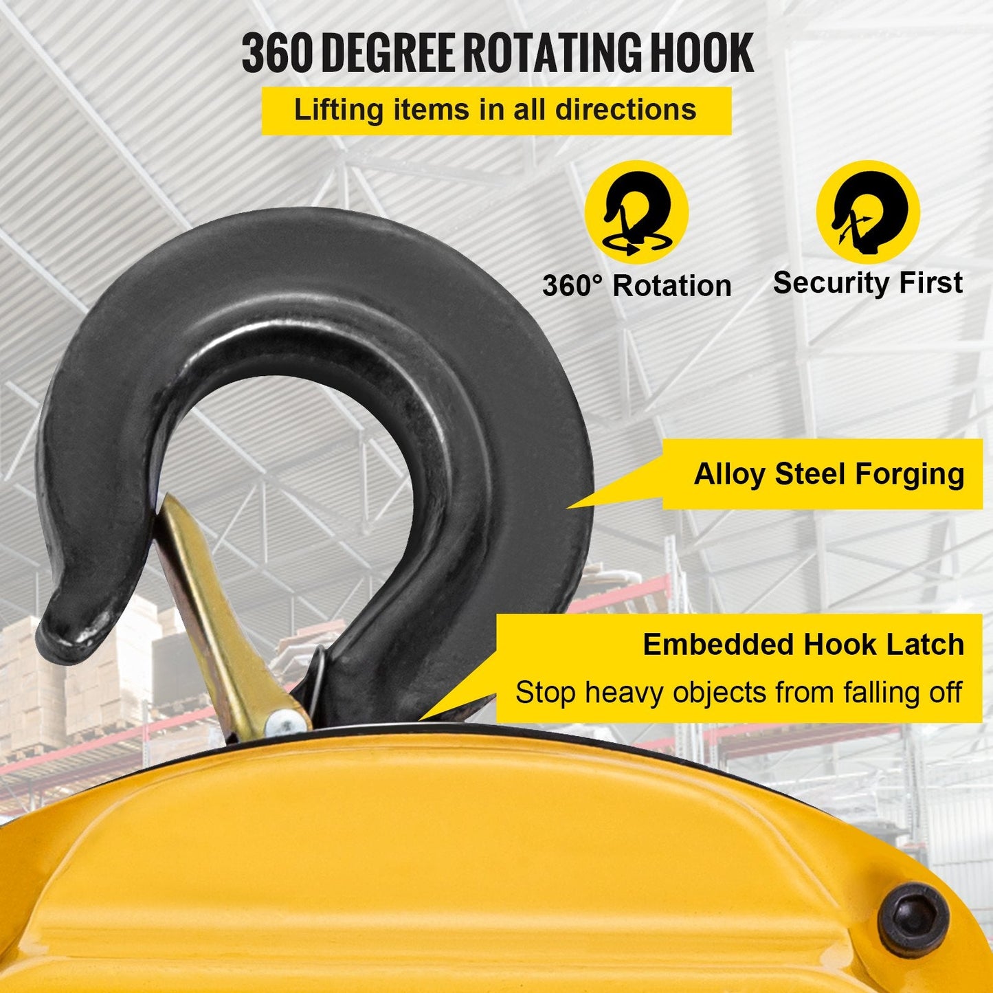 Manual 1-Ton Chain Hoist with 3m Lifting Chain, Heavy-Duty Pulley System