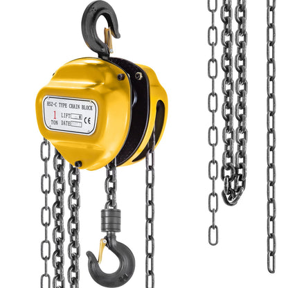 VEVOR Chain Hoist 2200lbs/1ton Chain Block Hoist Manual Chain Hoist 3m/10ft Block