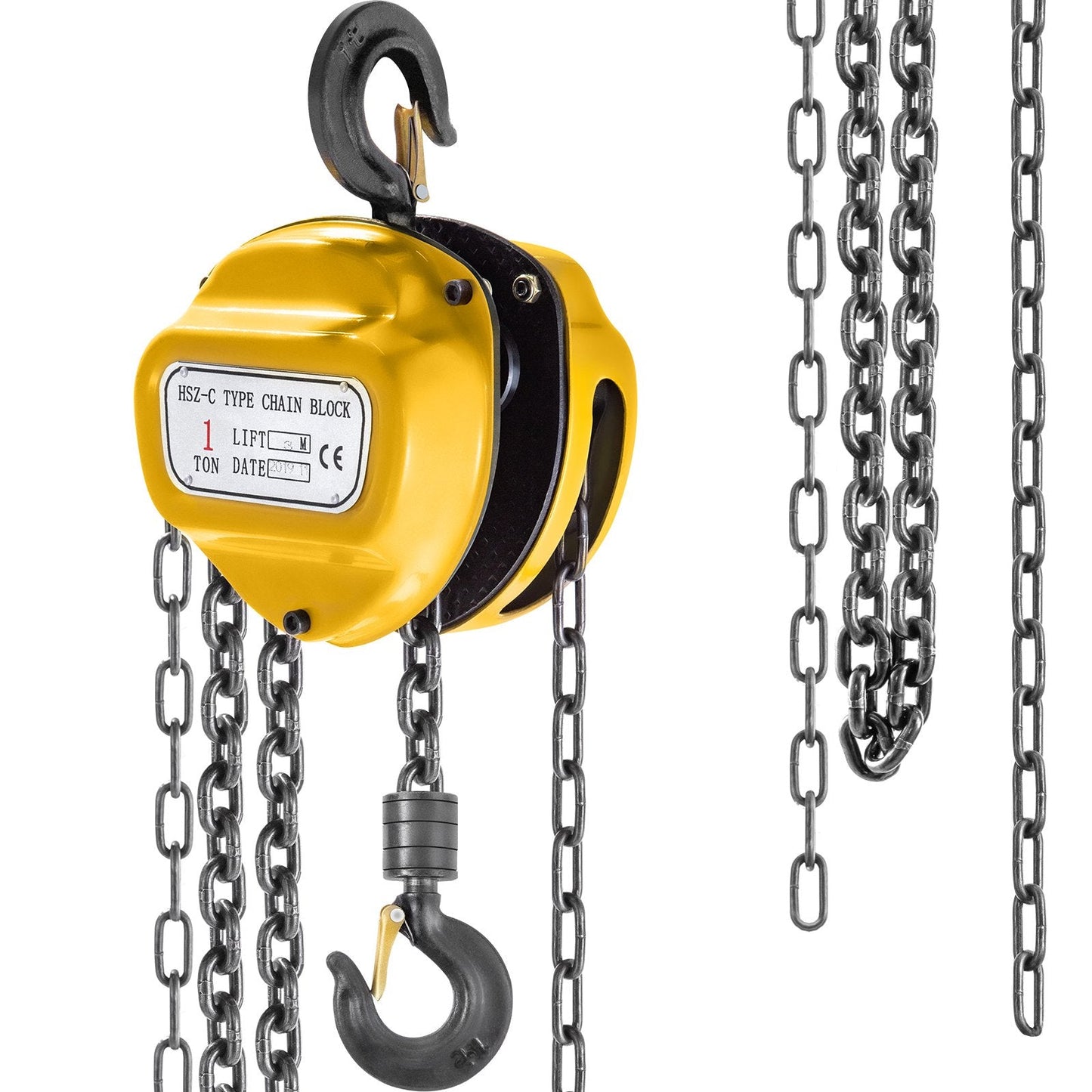 Manual 1-Ton Chain Hoist with 3m Lifting Chain, Heavy-Duty Pulley System