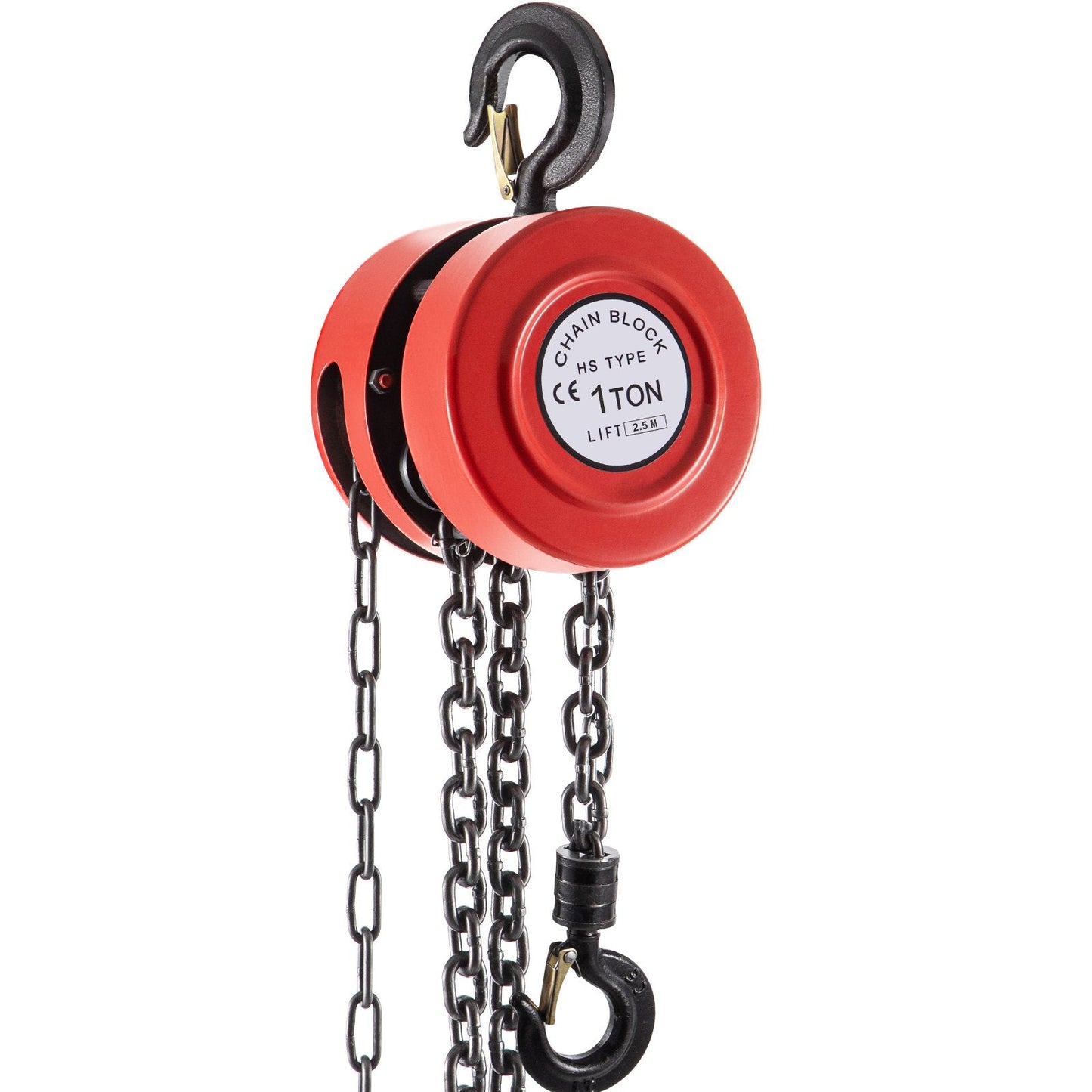 Steel Chain Hoist, 1 Ton Capacity, 2.5 m Lift, Durable Red Construction