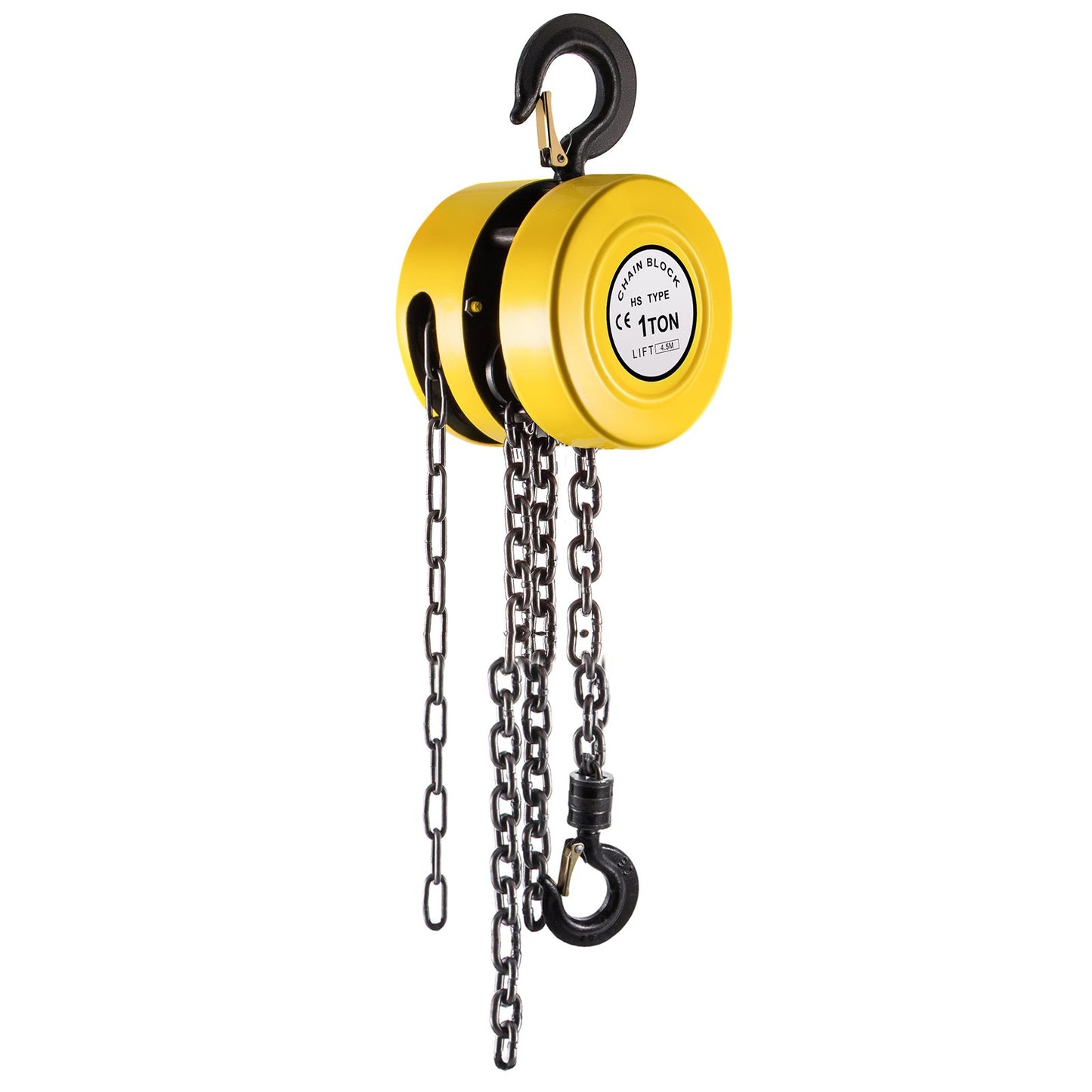VEVOR Chain Hoist Chain Block 1 T Capacity 4.5 M Lift Steel Construction Yellow