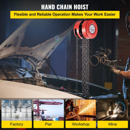 1 Ton Chain Hoist Block, 2 m Lift, Steel Construction, Red