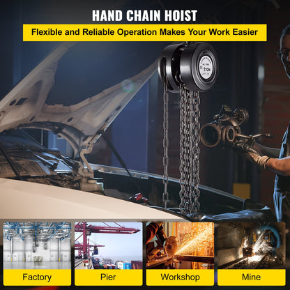 VEVOR Hand Chain Hoist, 2200 lbs /1 Ton Capacity Chain Block, 10ft/3m Lift Manual