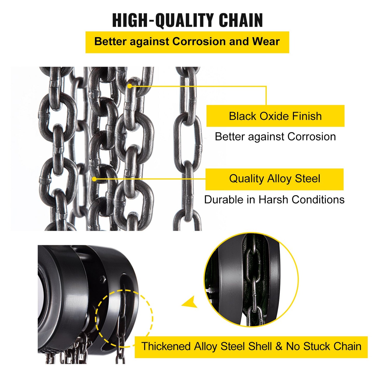 VEVOR Hand Chain Hoist, 2200 lbs /1 Ton Capacity Chain Block, 10ft/3m Lift Manual