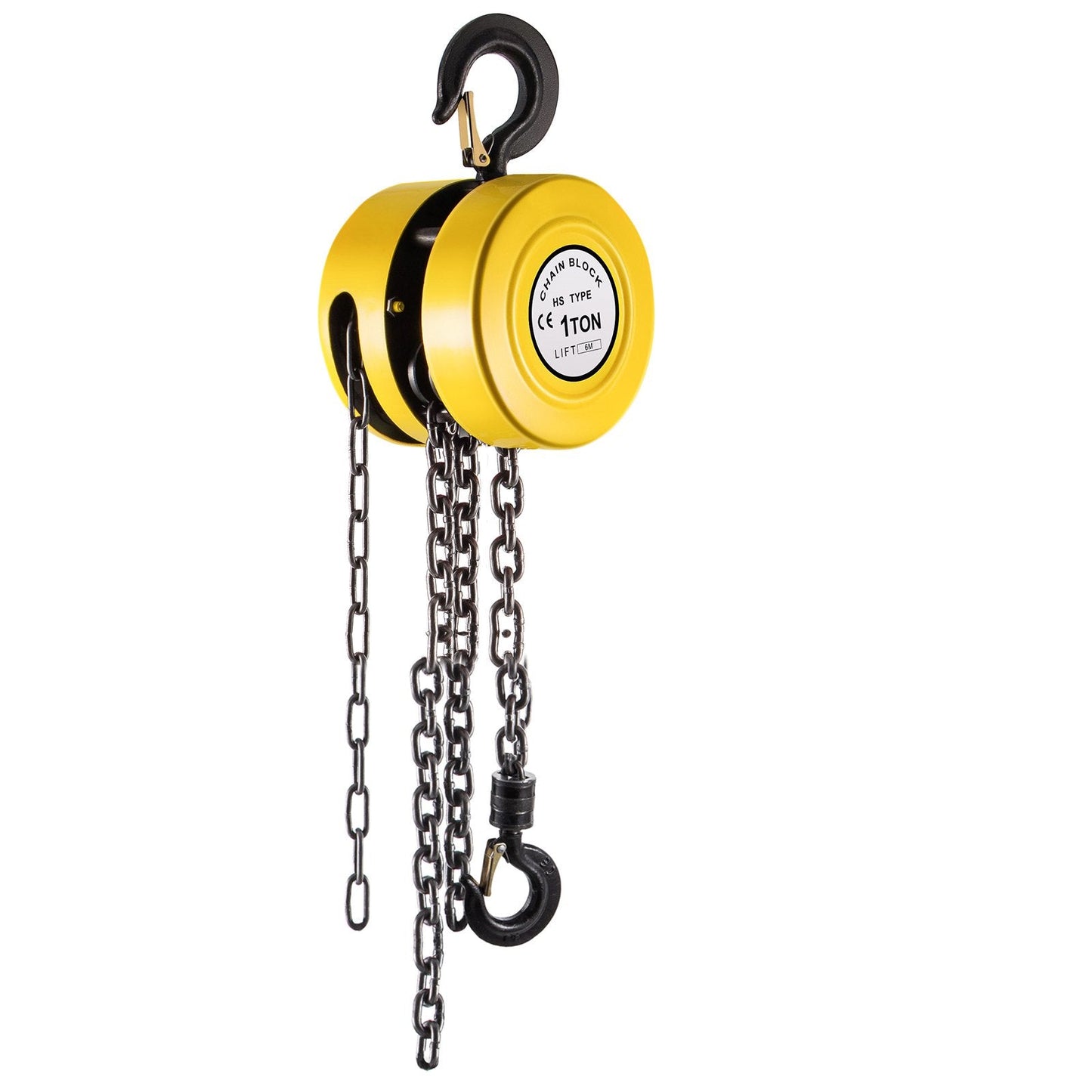 1 Ton Capacity Chain Hoist with 6 m Lift, Steel Construction, Yellow