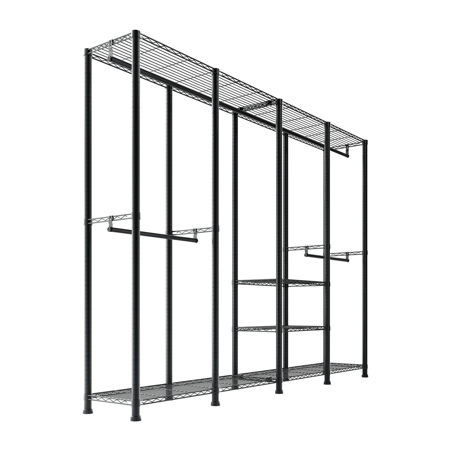 Clothing Garment Rack, Heavy Duty Closet Wardrobe, Adjustable Tiers Clothes Racks with Steel Frame, 499 kg Load Capacity Clothes Rack with 4 Hanging Rods for Bedroom, Clothing Store, Hallway