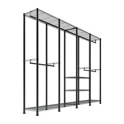 Clothing Garment Rack, Heavy Duty Closet Wardrobe, Adjustable Tiers Clothes Racks with Steel Frame, 499 kg Load Capacity Clothes Rack with 4 Hanging Rods for Bedroom, Clothing Store, Hallway