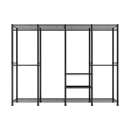 Clothing Garment Rack, Heavy Duty Closet Wardrobe, Adjustable Tiers Clothes Racks with Steel Frame, 499 kg Load Capacity Clothes Rack with 4 Hanging Rods for Bedroom, Clothing Store, Hallway