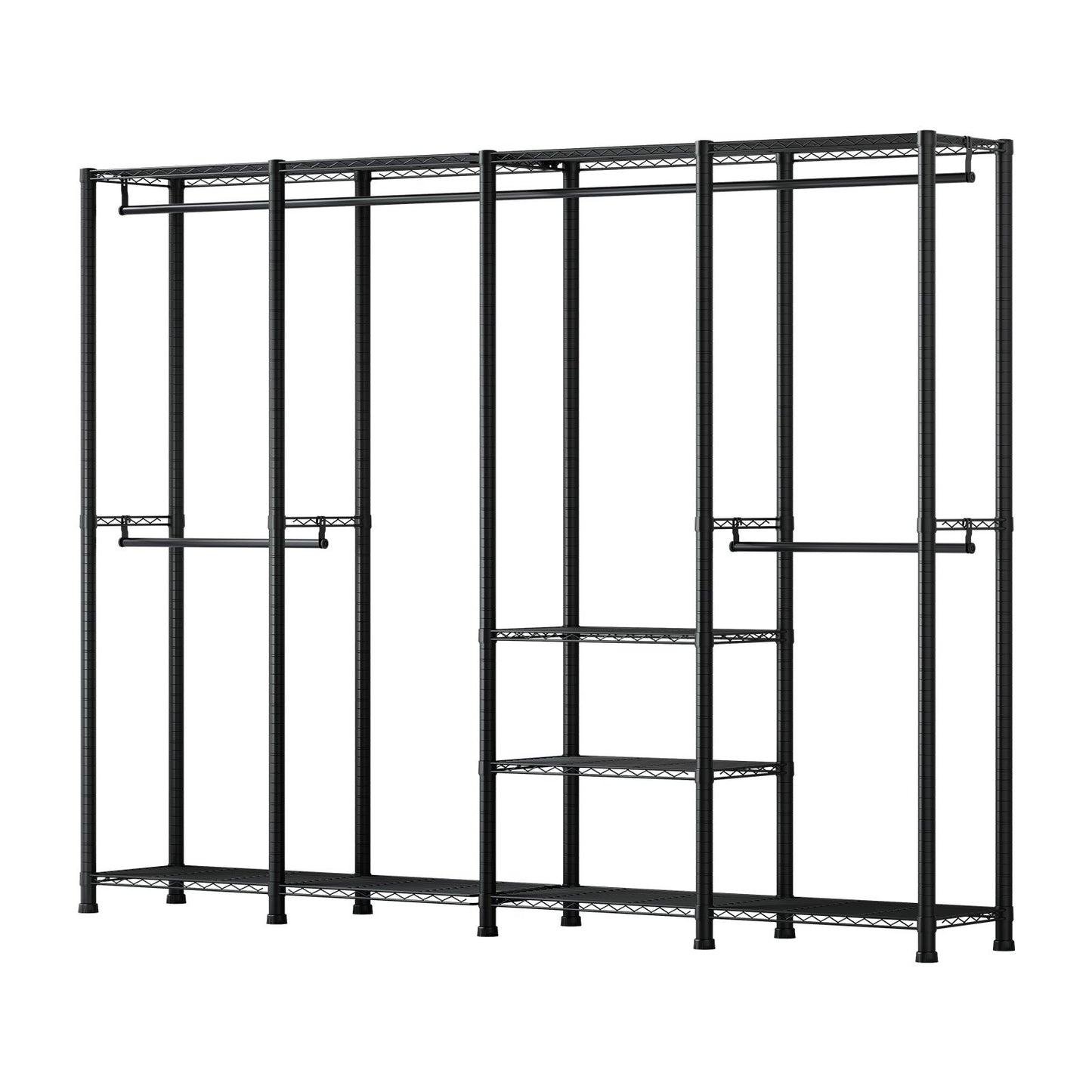 Clothing Garment Rack, Heavy Duty Closet Wardrobe, Adjustable Tiers Clothes Racks with Steel Frame, 499 kg Load Capacity Clothes Rack with 4 Hanging Rods for Bedroom, Clothing Store, Hallway