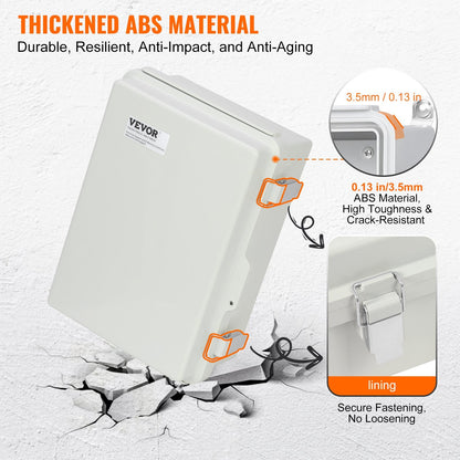 Outdoor ABS Electrical Junction Box, 30x20x18cm, IP67 Waterproof, Hinged Cover