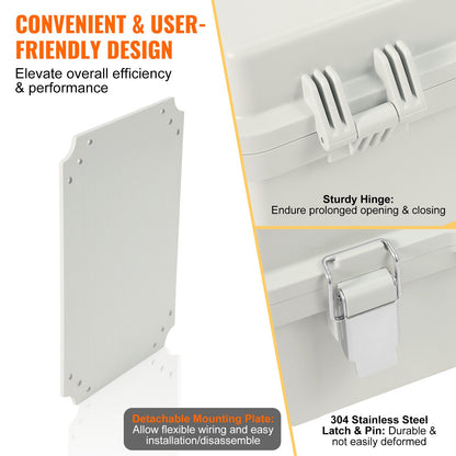 VEVOR Outdoor Electrical Junction Box, 300 x 200 x 180 mm, ABS Plastic Electrical