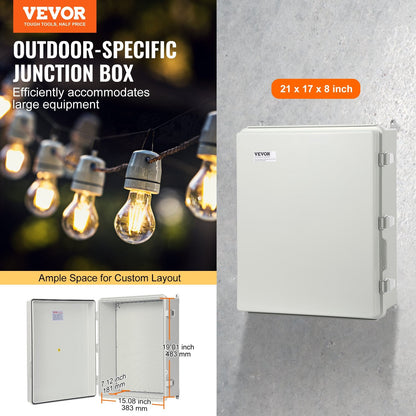 Outdoor ABS Electrical Junction Box, 0.53 x 0.43 x 0.20 m, IP67 Waterproof Enclosure