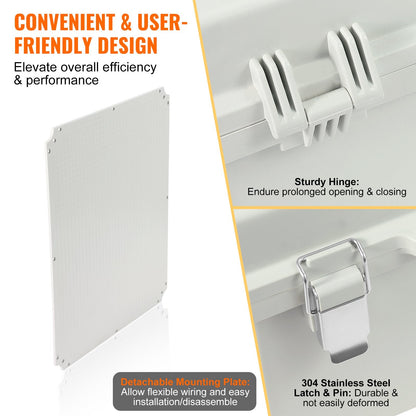 Outdoor ABS Electrical Junction Box, 0.53 x 0.43 x 0.20 m, IP67 Waterproof Enclosure
