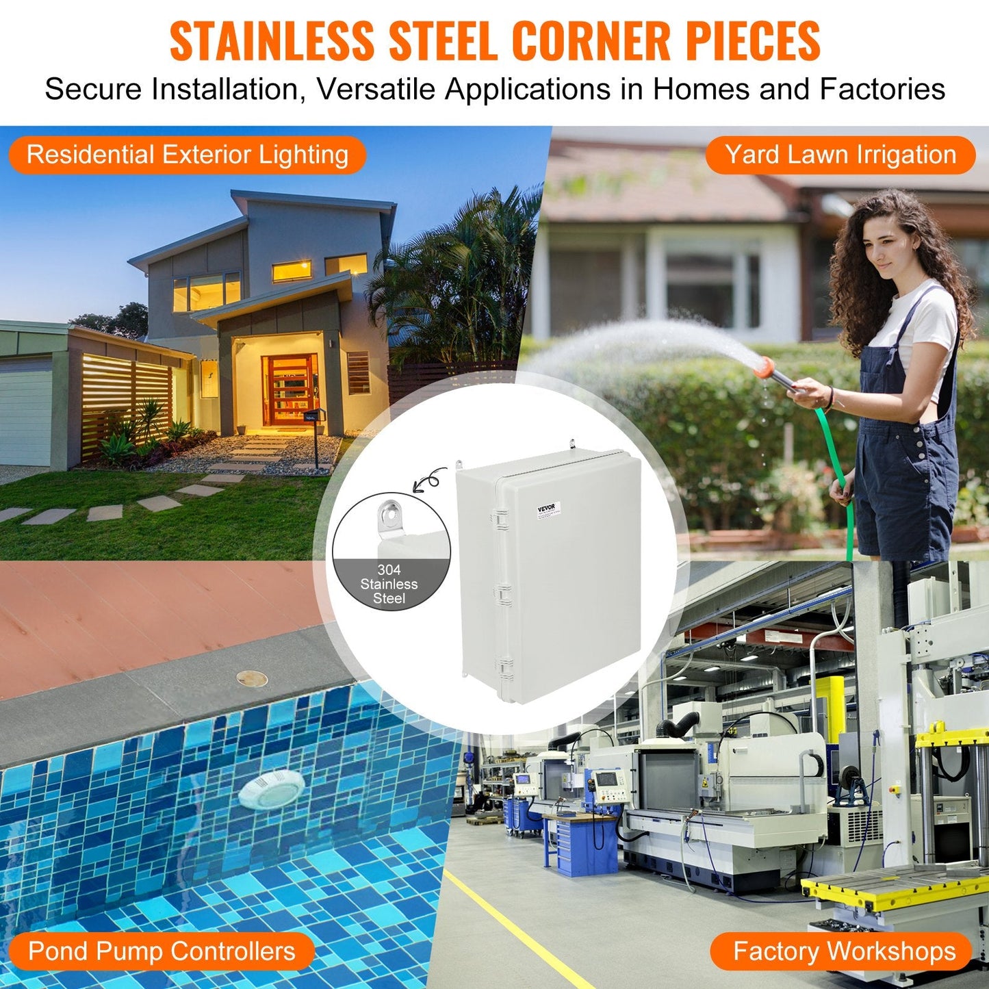 Outdoor ABS Electrical Junction Box, 0.53 x 0.43 x 0.20 m, IP67 Waterproof Enclosure