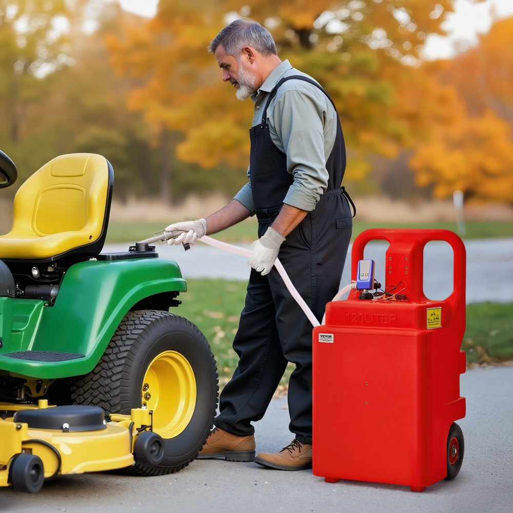 VEVOR Fuel Caddy 32 Gallon Fuel Tank with 12V DC 2.5 GPM Electric Transfer Pump