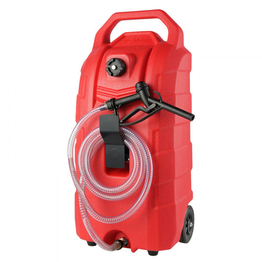 60.57L Fuel Caddy, 7.8 L/min, Portable Gas Storage Tank Container with Rubber Wheels, Gravity-flow Mode, Fuel Transfer Storage Tank for Gasoline Diesel Machine Oil Car Mowers Boat Motorcycle