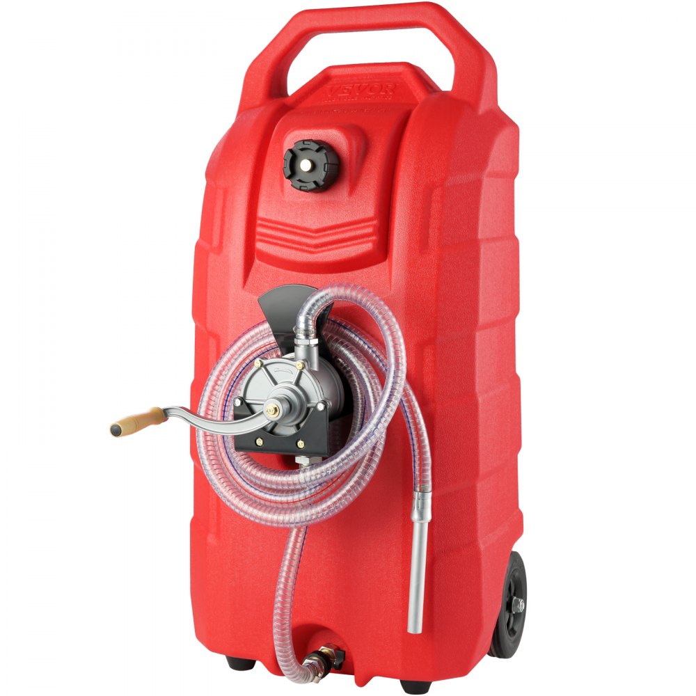 60.57L Fuel Caddy, 7.8 L/min, Portable Gas Storage Tank Container with Hand Pump Rubber Wheels, Fuel Transfer Storage Tank for Gasoline Diesel Machine Oil Car Mowers Tractor Boat Motorcycle