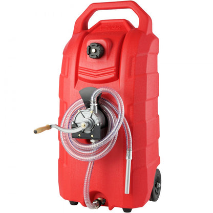 60.57L Fuel Caddy, 7.8 L/min, Portable Gas Storage Tank Container with Hand Pump Rubber Wheels, Fuel Transfer Storage Tank for Gasoline Diesel Machine Oil Car Mowers Tractor Boat Motorcycle