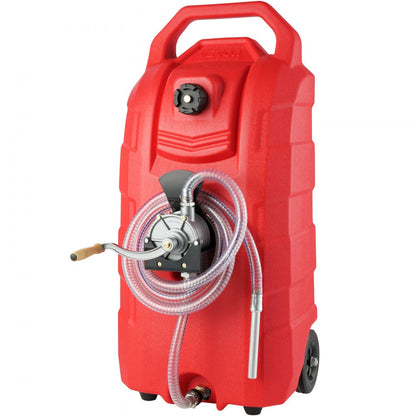 60.57L Fuel Caddy, 7.8 L/min, Portable Gas Storage Tank Container with Hand Pump Rubber Wheels, Fuel Transfer Storage Tank for Gasoline Diesel Machine Oil Car Mowers Tractor Boat Motorcycle